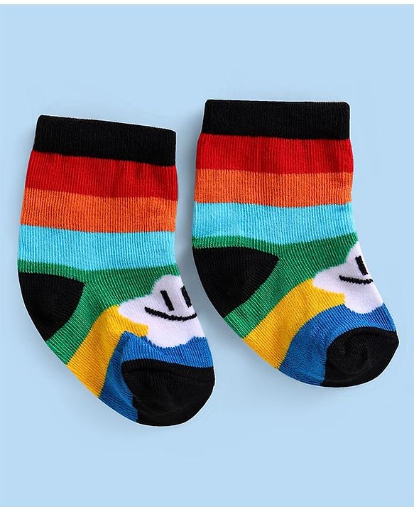 Cute Walk by Babyhug Ankle Length Socks with Stripes Pack of 5 - Yellow & Blue