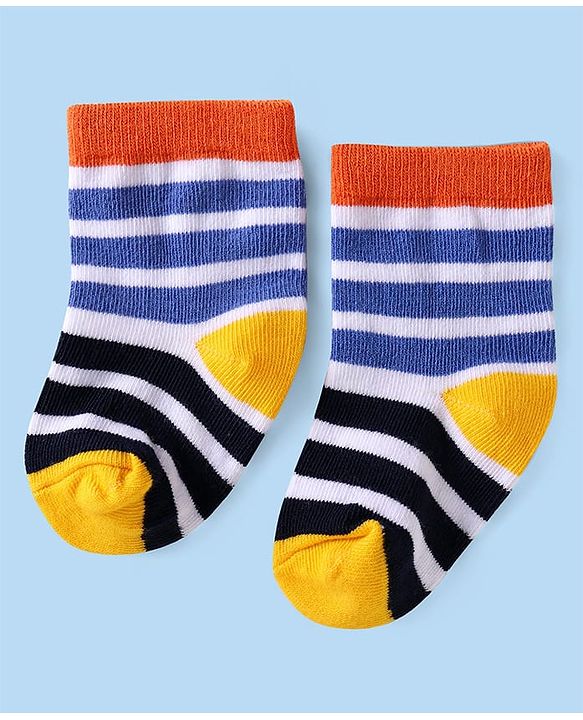 Cute Walk by Babyhug Ankle Length Socks with Stripes Pack of 5 - Yellow & Blue