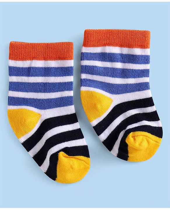 Cute Walk by Babyhug Ankle Length Socks with Stripes Pack of 5 - Yellow & Blue