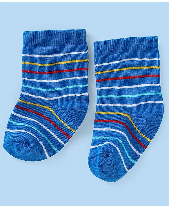 Cute Walk by Babyhug Ankle Length Socks with Stripes Pack of 5 - Yellow & Blue