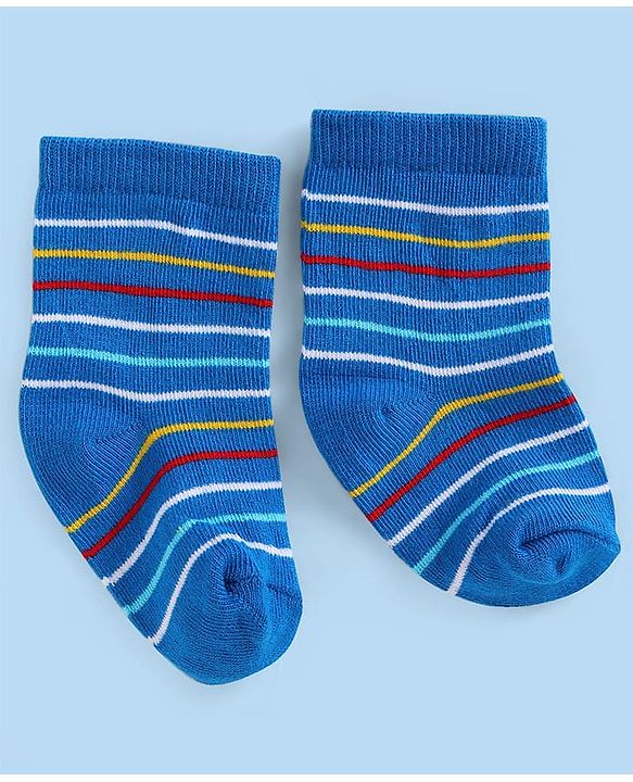 Cute Walk by Babyhug Ankle Length Socks with Stripes Pack of 5 - Yellow & Blue