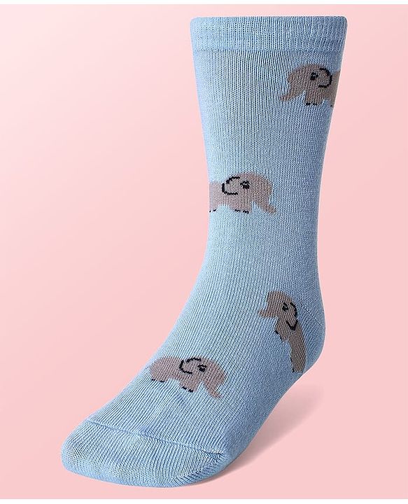Cute Walk By Babyhug Cotton Knit Anti-Bacterial Ankle Length Elephant & Animal Designed Socks Pack Of 5 - Red Green & White