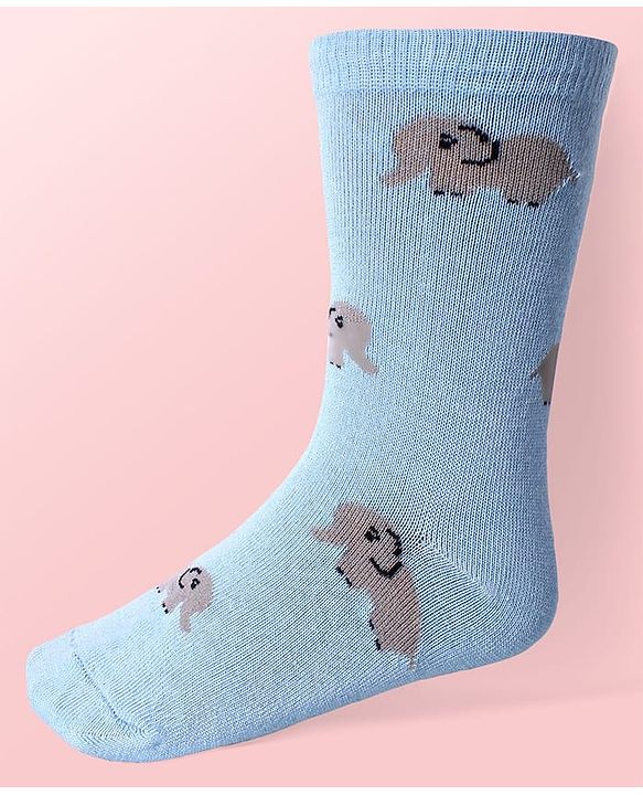 Cute Walk By Babyhug Cotton Knit Anti-Bacterial Ankle Length Elephant & Animal Designed Socks Pack Of 5 - Red Green & White