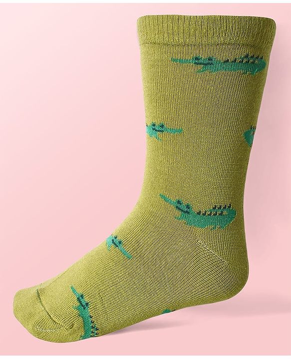 Cute Walk By Babyhug Cotton Knit Anti-Bacterial Ankle Length Elephant & Animal Designed Socks Pack Of 5 - Red Green & White