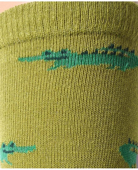Cute Walk By Babyhug Cotton Knit Anti-Bacterial Ankle Length Elephant & Animal Designed Socks Pack Of 5 - Red Green & White