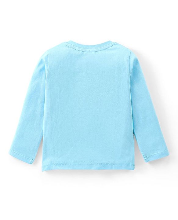 Babyhug Cotton Knit Full Sleeves Night Suit with Bear Print - Sky Blue