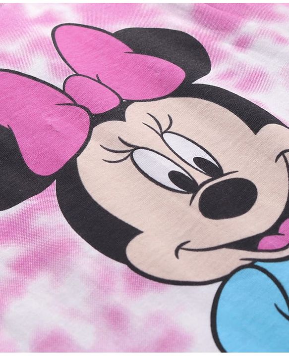 Babyhug Disney Single Jersey Knit Frill Sleeves Nighty with Minnie Mouse Graphics - White