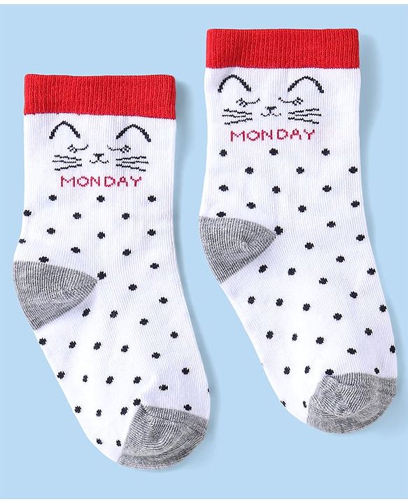 Cute Walk by Babyhug Non Terry Knit Anti-Bacterial Ankle Length Socks With Polka Dots & Strips Pack of 7 - Multicolor
