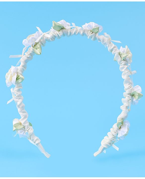 Pine Kids Hair Bands Floral Applique Free Size - Beige