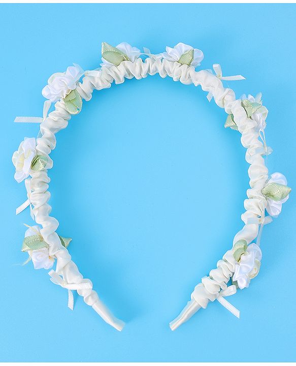 Pine Kids Hair Bands Floral Applique Free Size - Beige