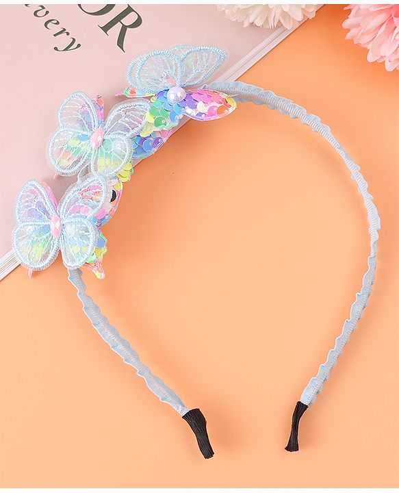 Babyhug Butterfly & Sequin Applique Hair Band - Blue