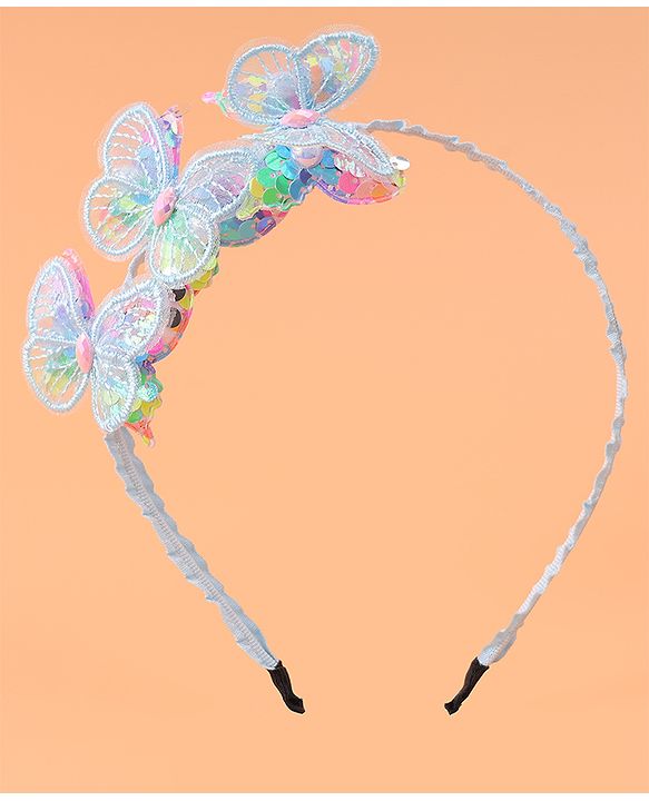 Babyhug Butterfly & Sequin Applique Hair Band - Blue
