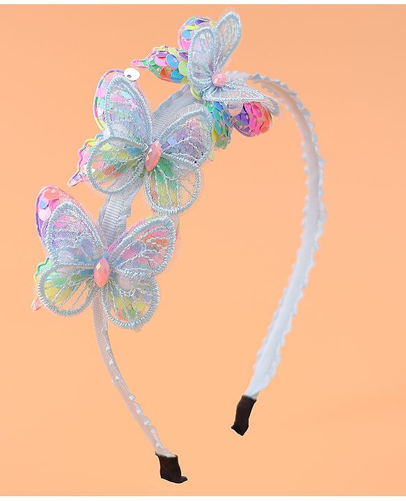 Babyhug Butterfly & Sequin Applique Hair Band - Blue