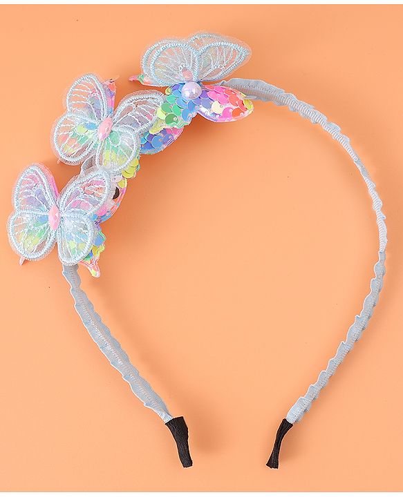Babyhug Butterfly & Sequin Applique Hair Band - Blue