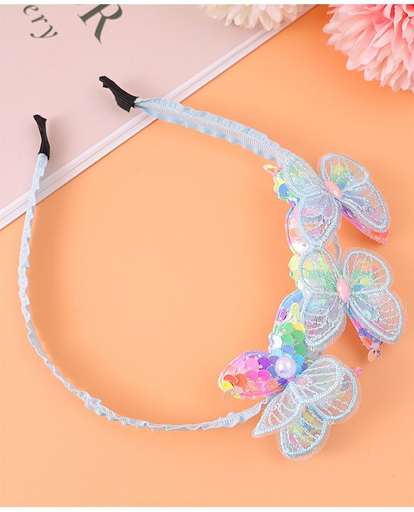 Babyhug Butterfly & Sequin Applique Hair Band - Blue