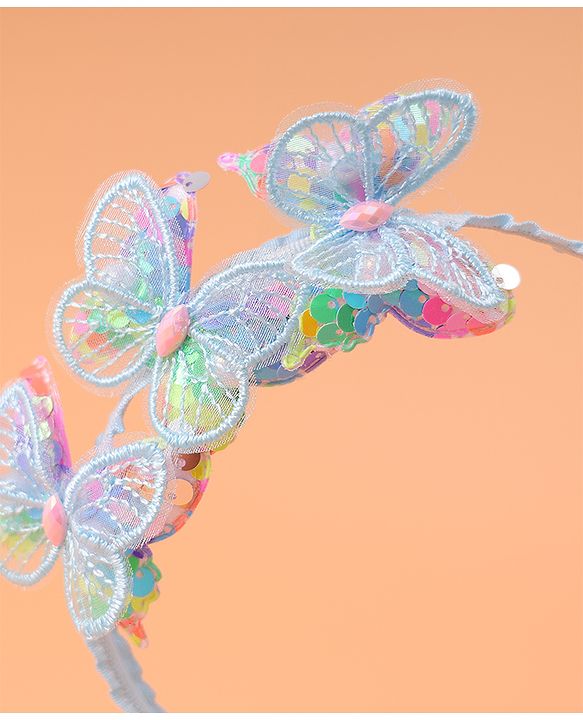 Babyhug Butterfly & Sequin Applique Hair Band - Blue