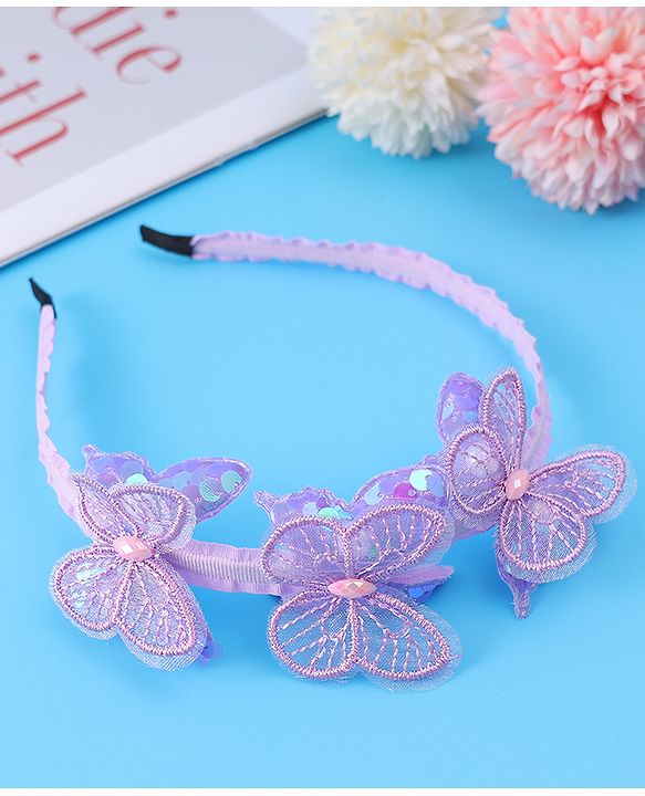 Babyhug Butterfly & Sequin Applique Hair Band - Blue