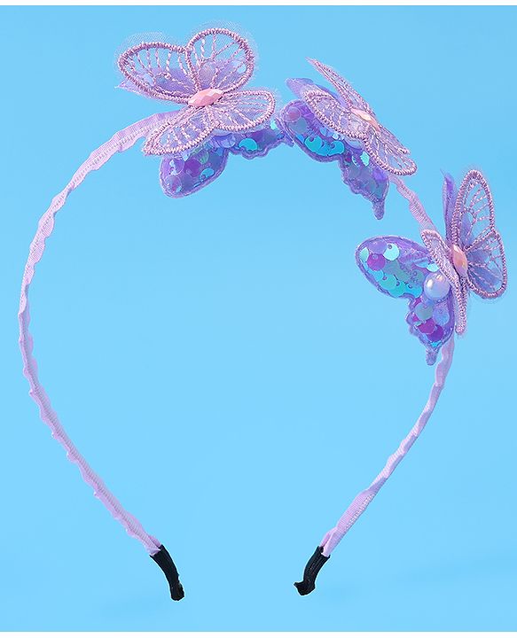 Babyhug Butterfly & Sequin Applique Hair Band - Blue