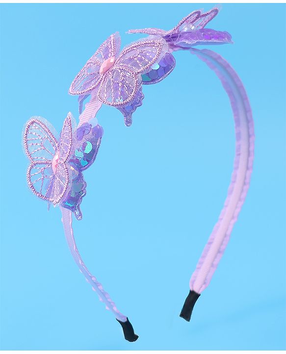Babyhug Butterfly & Sequin Applique Hair Band - Blue