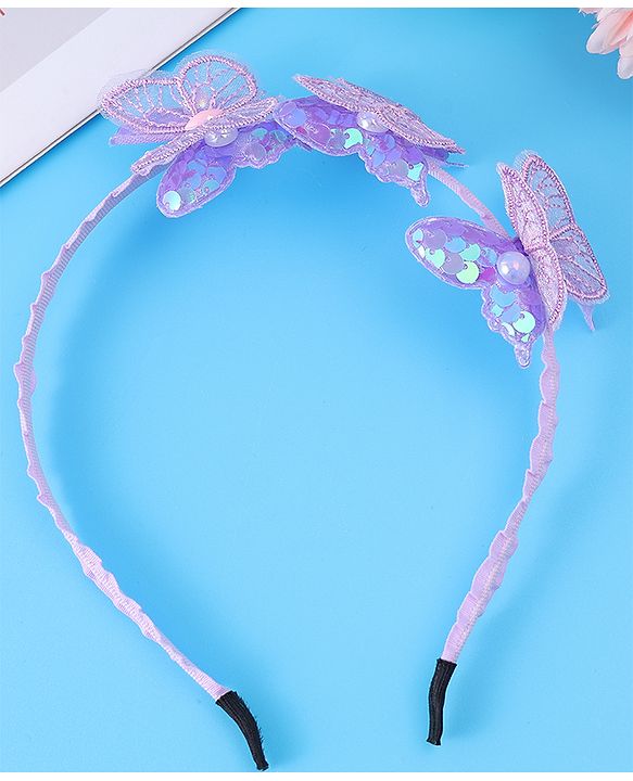Babyhug Butterfly & Sequin Applique Hair Band - Blue
