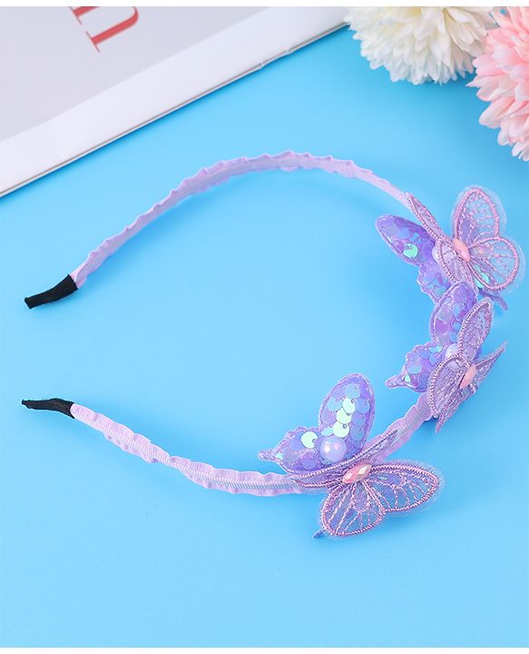 Babyhug Butterfly & Sequin Applique Hair Band - Blue