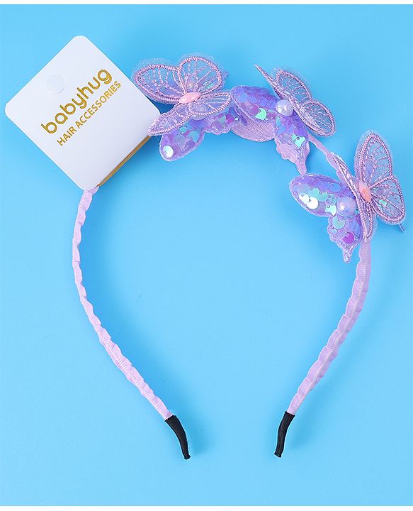 Babyhug Butterfly & Sequin Applique Hair Band - Blue
