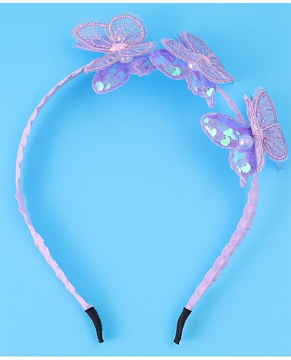Babyhug Butterfly & Sequin Applique Hair Band - Blue