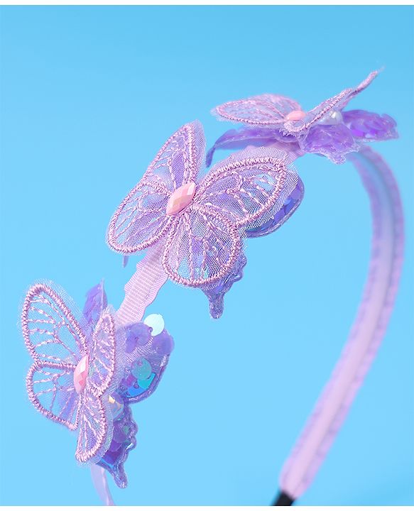Babyhug Butterfly & Sequin Applique Hair Band - Blue