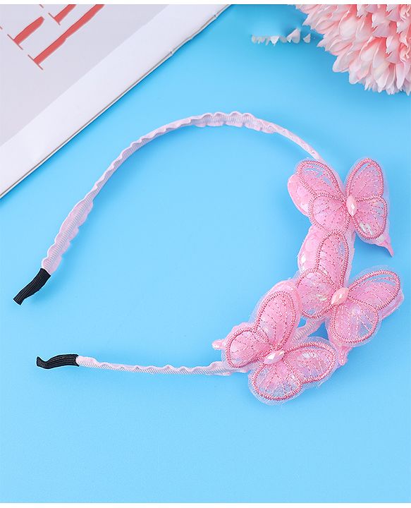 Babyhug Hair Band with Butterfly Applique Free Size - Pink