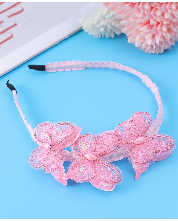 Babyhug Hair Band with Butterfly Applique Free Size - Pink