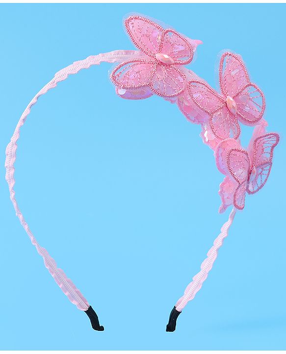 Babyhug Hair Band with Butterfly Applique Free Size - Pink