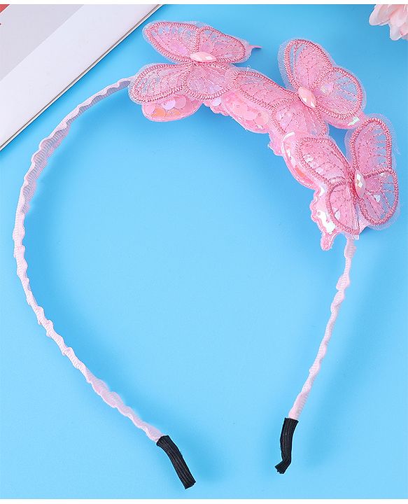 Babyhug Hair Band with Butterfly Applique Free Size - Pink