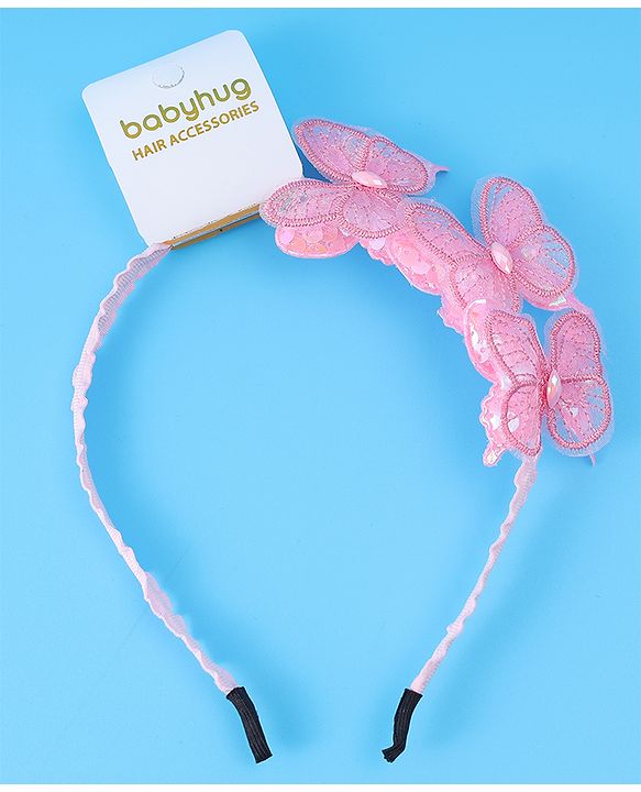 Babyhug Hair Band with Butterfly Applique Free Size - Pink