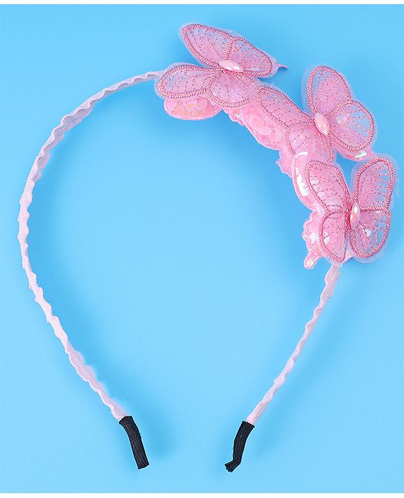 Babyhug Hair Band with Butterfly Applique Free Size - Pink