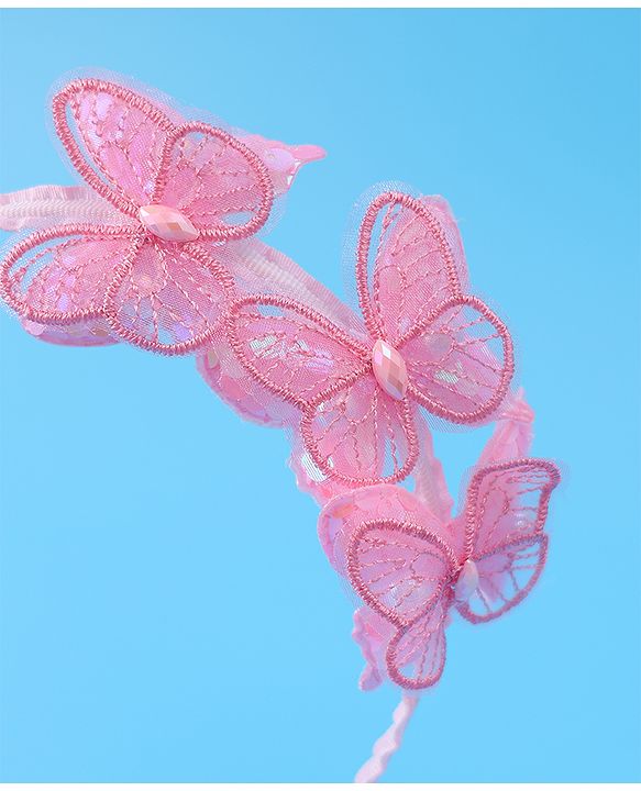 Babyhug Hair Band with Butterfly Applique Free Size - Pink