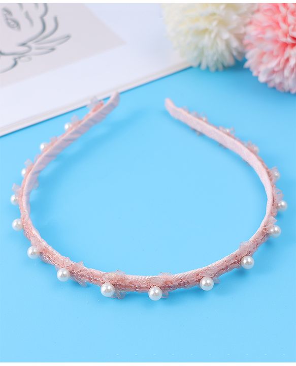 Pine Kids Hair Band with Pearl Applique Free Size - Pink