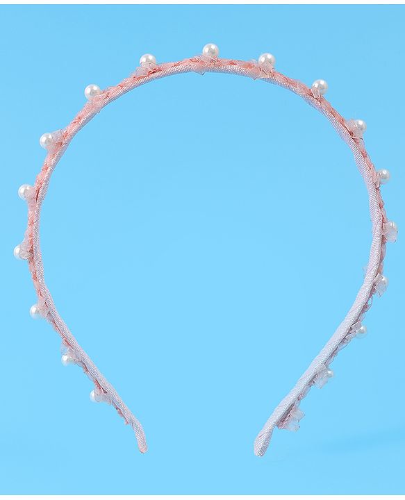 Pine Kids Hair Band with Pearl Applique Free Size - Pink