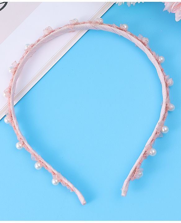 Pine Kids Hair Band with Pearl Applique Free Size - Pink