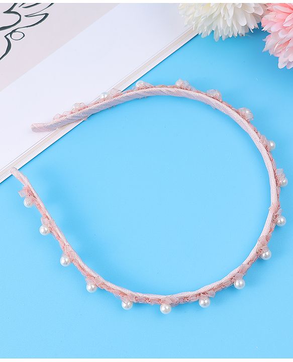 Pine Kids Hair Band with Pearl Applique Free Size - Pink