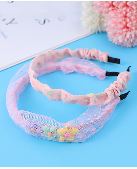 Babyhug Free Size Hair Bands with Floral Applique Pack of 2 - Light Pink