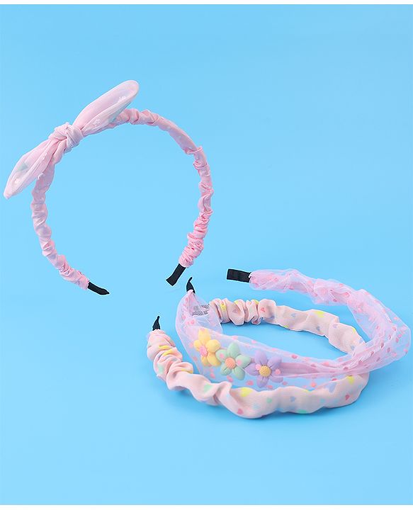 Babyhug Free Size Hair Bands with Floral Applique Pack of 2 - Light Pink