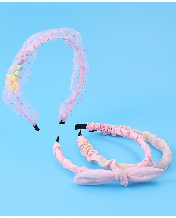 Babyhug Free Size Hair Bands with Floral Applique Pack of 2 - Light Pink