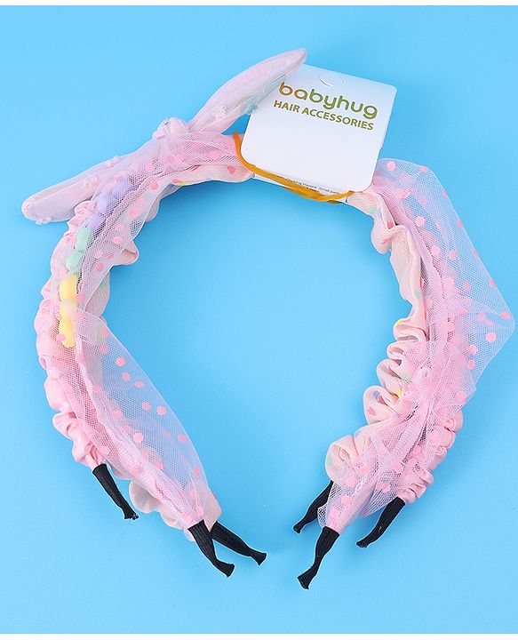Babyhug Free Size Hair Bands with Floral Applique Pack of 2 - Light Pink