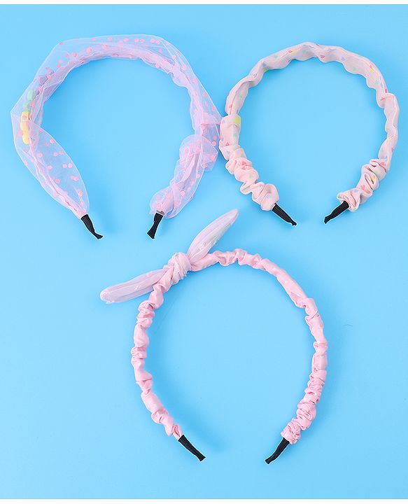 Babyhug Free Size Hair Bands with Floral Applique Pack of 2 - Light Pink