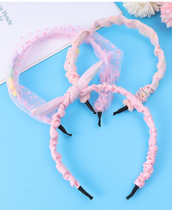 Babyhug Free Size Hair Bands with Floral Applique Pack of 2 - Light Pink