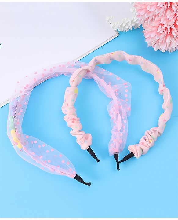 Babyhug Free Size Hair Bands with Floral Applique Pack of 2 - Light Pink