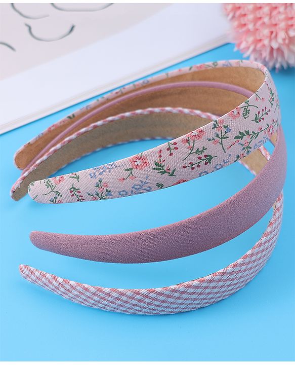 Pine Kids Free Size Hair Bands with Peal & Floral Print Pack of 5 - Multicolor
