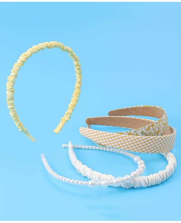 Pine Kids Free Size Hair Bands Pearl & Floral Print Pack of 5 - Multicolor