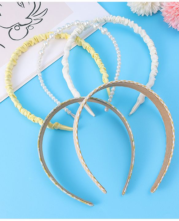Pine Kids Free Size Hair Bands Pearl & Floral Print Pack of 5 - Multicolor