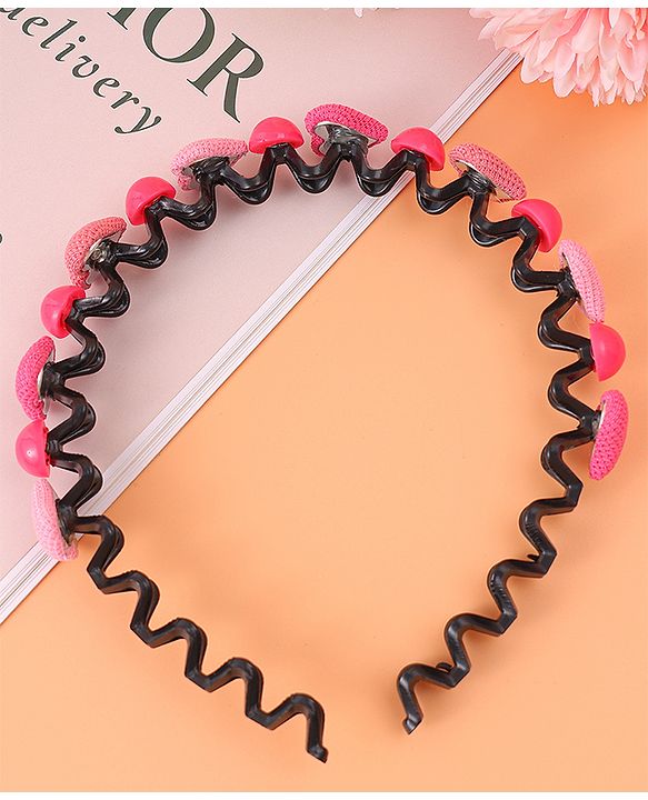 Pine Kids Hair Band with Hearts & Rounds Embellished Free Size - Pink